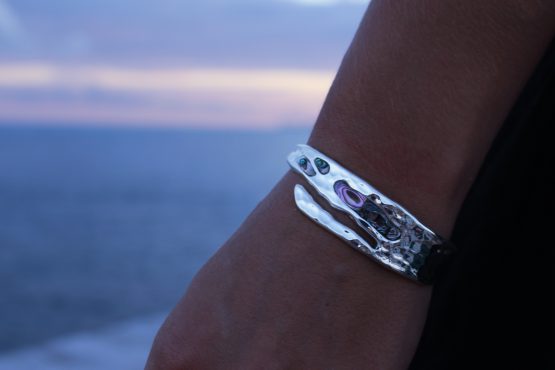 Hammered Island Bracelet with Abalone